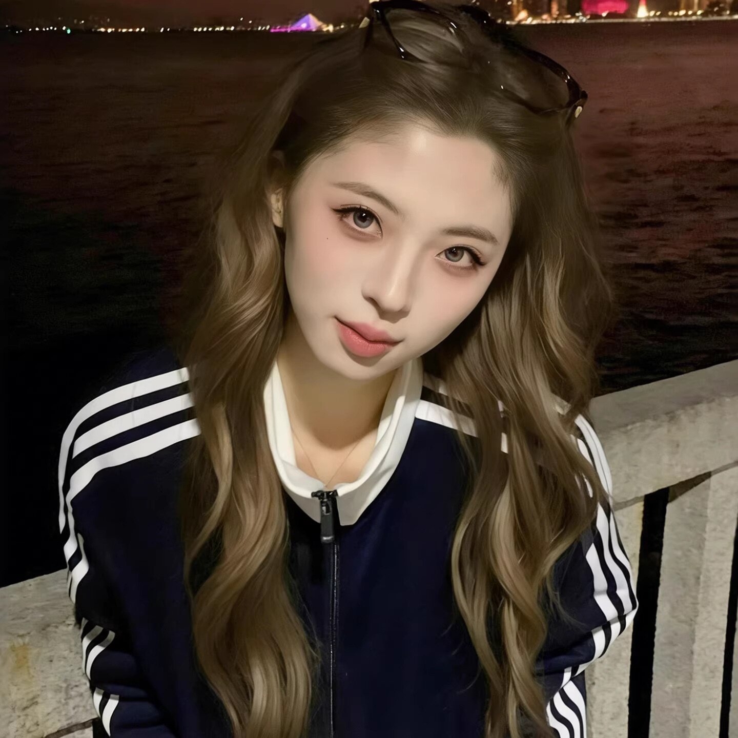 设计感小众立领藏蓝色三条杠休闲上衣女春秋正肩卫衣宽松韩版外套