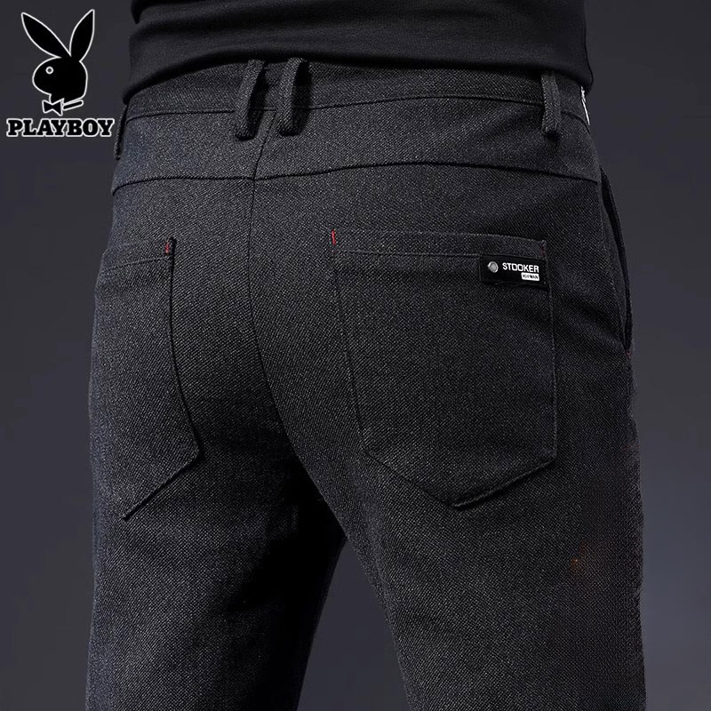 花花公子春夏季休闲裤子男2024新款修身直筒商务西裤男士弹力长裤
