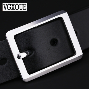 VGXOUE男士 带男头层牛皮 皮带真皮针扣钨钢扣腰带男休闲商务青年裤