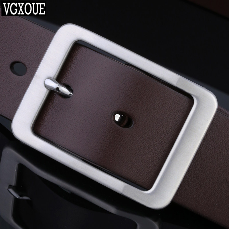 VGXOUE不锈钢针扣皮带男真皮休闲男士头层牛皮腰带青年中年裤带潮