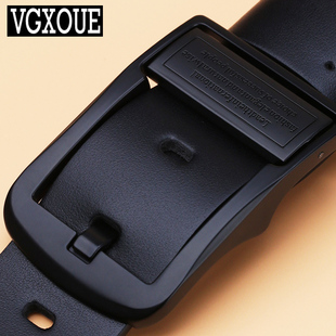 带中年时尚 皮带男真皮针扣牛皮青年腰带男士 皮带头层牛皮休闲裤