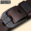 VGXOUE皮带男士 带潮流 真皮头层牛皮青年休闲针扣腰带男中年牛仔裤