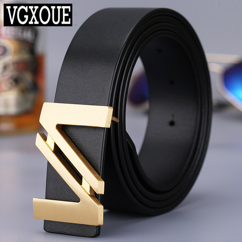 vgxoue真皮皮带男士平滑扣板扣