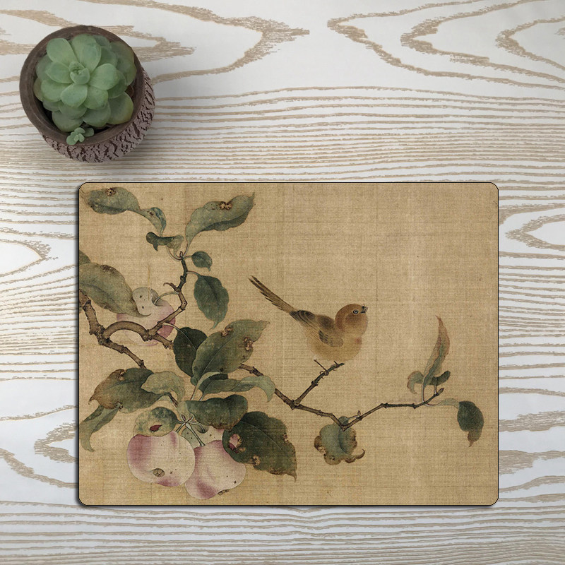 中国风古典艺术花鸟画宋林椿果熟来禽图鼠标垫