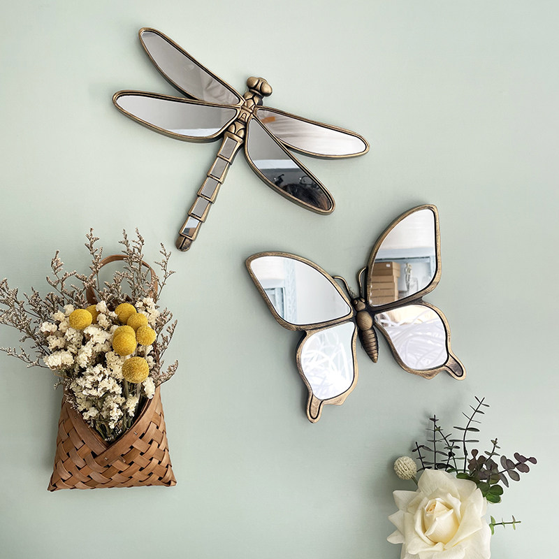 轻奢复古做旧PVC蜻蜓蝴蝶挂件创意客厅背景墙面装饰壁挂