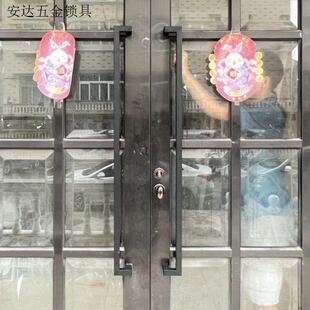 推拉方管把手玻璃门哑黑色拉手有框门黑色木门铝合金无指纹地弹.