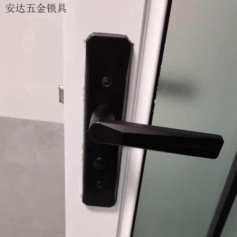 卫生间门锁执手实心手柄黑色银色单舌把手厨房卫浴铝合金通用门锁