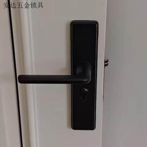 工程锁具黑色铝合金静音房门锁
