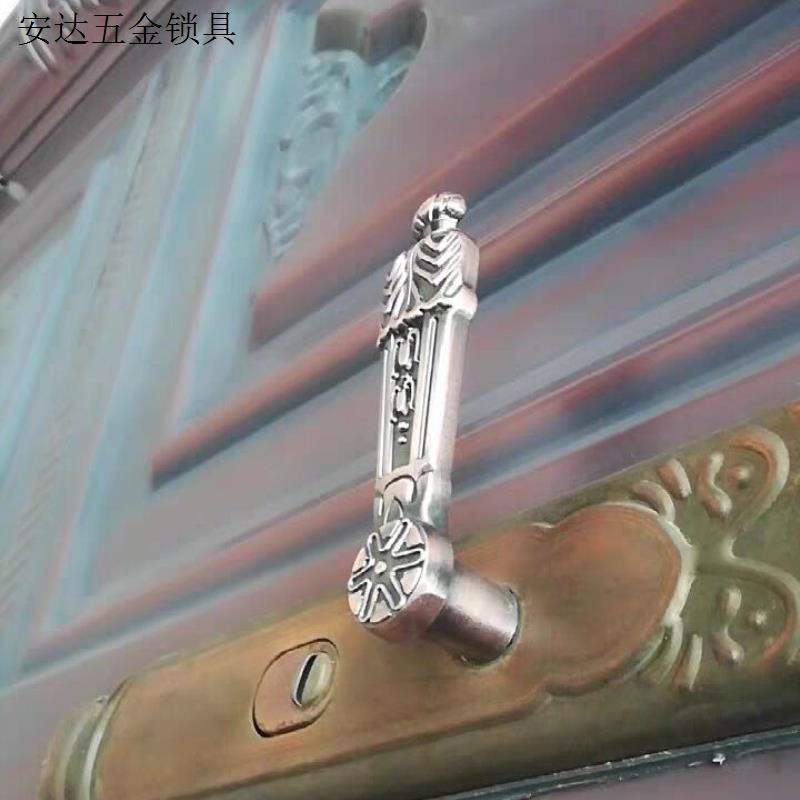 防盗门把手手柄配件老式家用卧室安全门锁通用型拉手金属大门执.