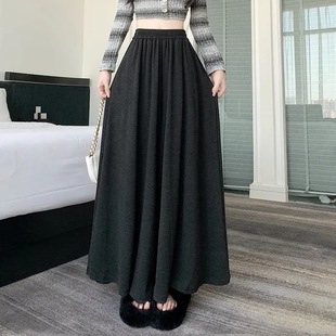 宽松慵懒风休闲秋冬糯米裤 高腰垂感阔腿裤 女春秋2025新款 灰色裙裤