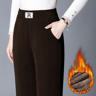 加绒加厚阔腿裤女2025秋冬新垂坠感雪尼尔宽松大码窄版直筒妈妈裤