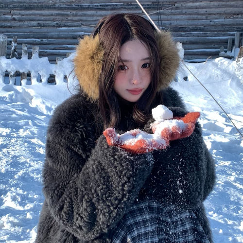 东北旅游雪景氛围感拍照保暖耳包