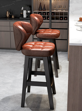 吧台椅家用高脚凳实木靠背椅子商用收银台吧椅轻奢高级感酒吧凳子