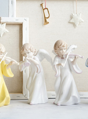 外贸欧式风天使陶瓷橱窗装饰摆件