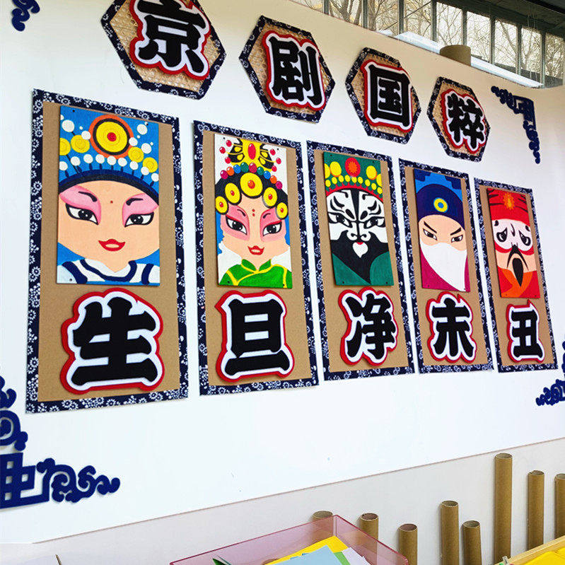 幼儿园装饰吊挂饰墙面中国风DIY京剧空白脸谱画板涂鸦生旦净末丑