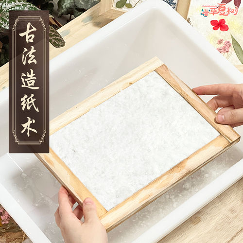 造纸术套装材料包古法手工制作花草纸diy幼儿园儿童实验纸浆网框