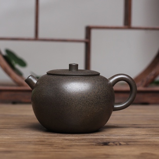 宜兴紫砂壶 苹果壶全手工原矿高温材烧老段泥紫砂一厂文革壶200cc