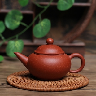 宜兴全手工一厂老艺人紫砂壶黄龙山精品朱泥薄胎小品 水平壶130cc