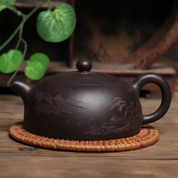 宜兴原矿纯全手工半月壶功夫茶具