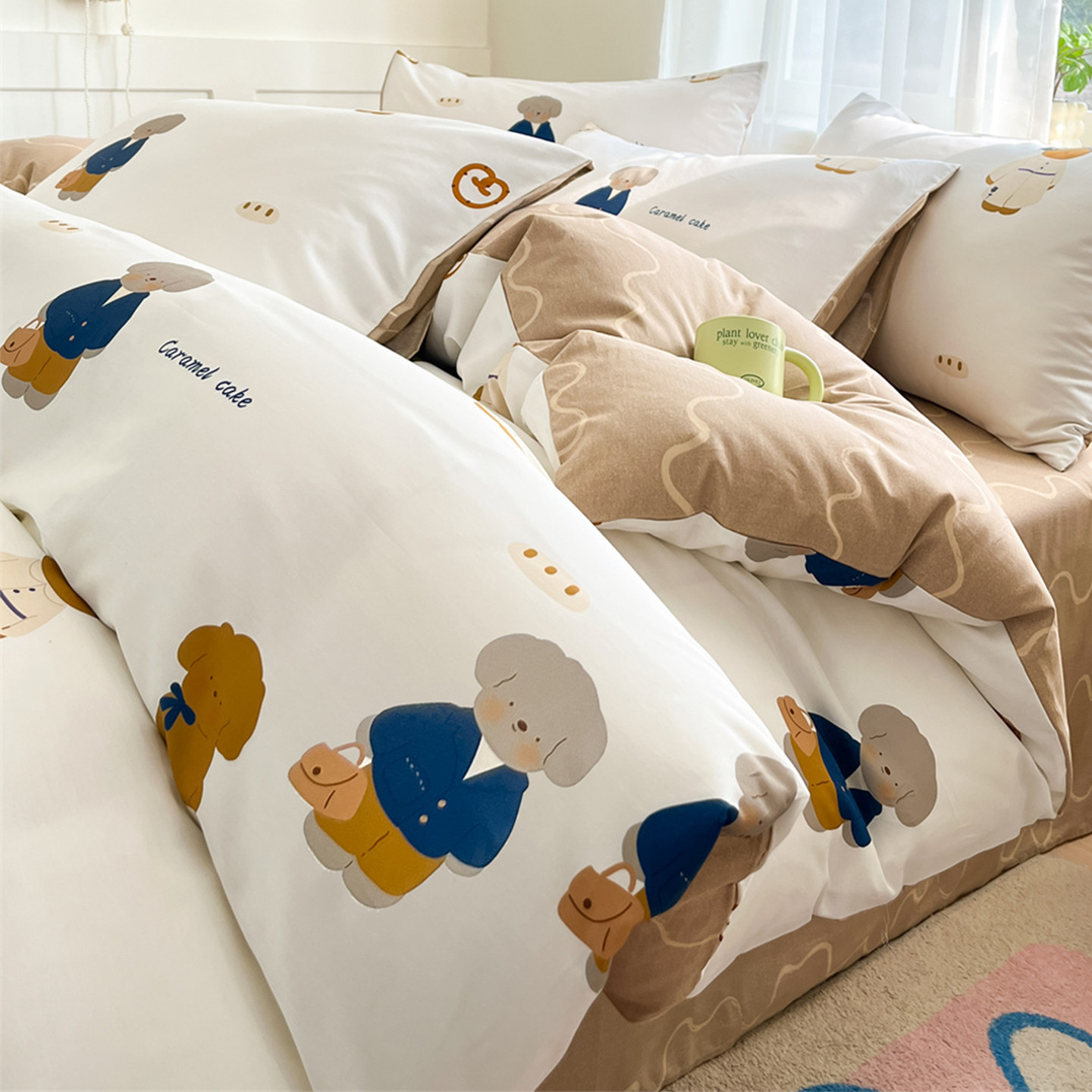 可爱卡通床上四件套纯棉儿童清新床单被套学生全棉三件套四季用男,床上用品,床品套件/四件套/多件套,淘宝优惠券,粉丝福利购,淘宝优惠卷