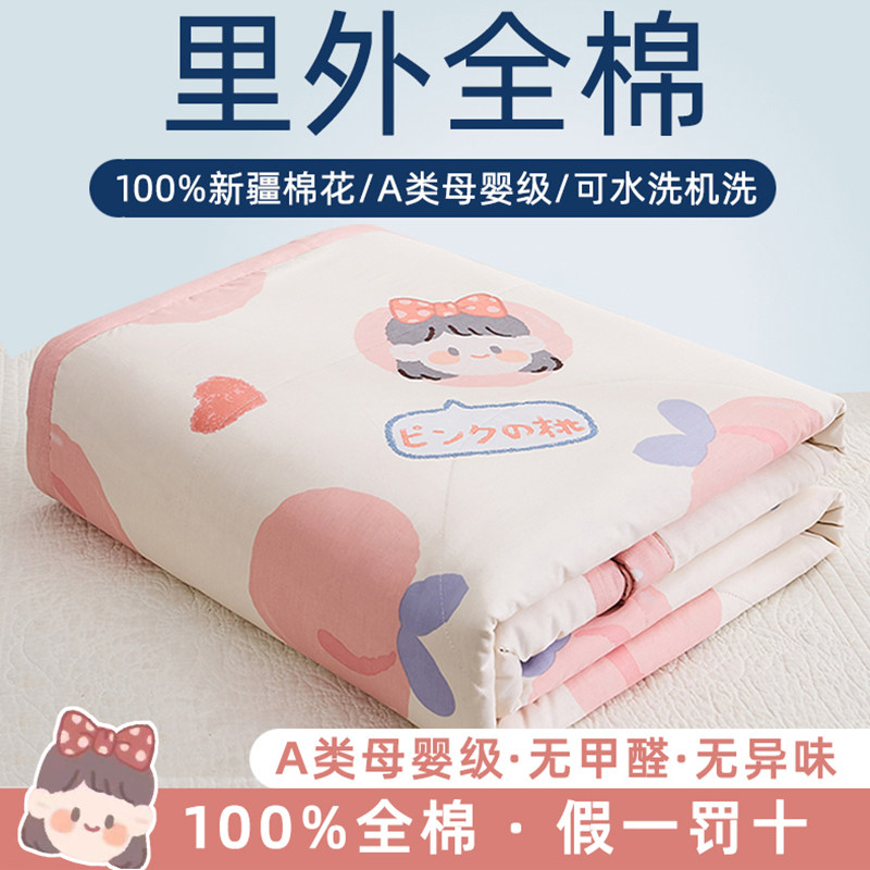 里外纯棉花夏被空调被单双人可机洗夏凉被芯全棉儿童小垫被薄褥子