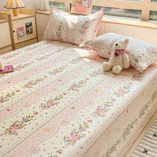 少女心结床单单件纯棉100全棉被单人学生宿舍枕套2三件套四季通用