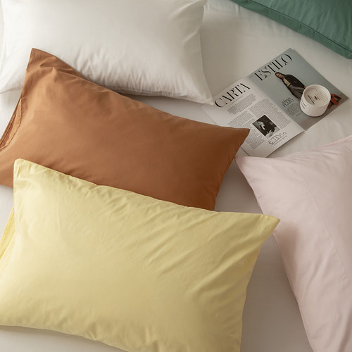 纯色全棉纯棉枕套一对装简约