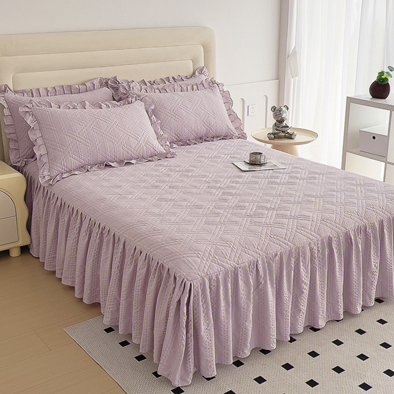 公主风亲肤夹棉床裙单件2025新款花边纯色床罩防尘遮丑床笠带裙边,床上用品,床裙,淘宝优惠券,粉丝福利购,淘宝优惠卷