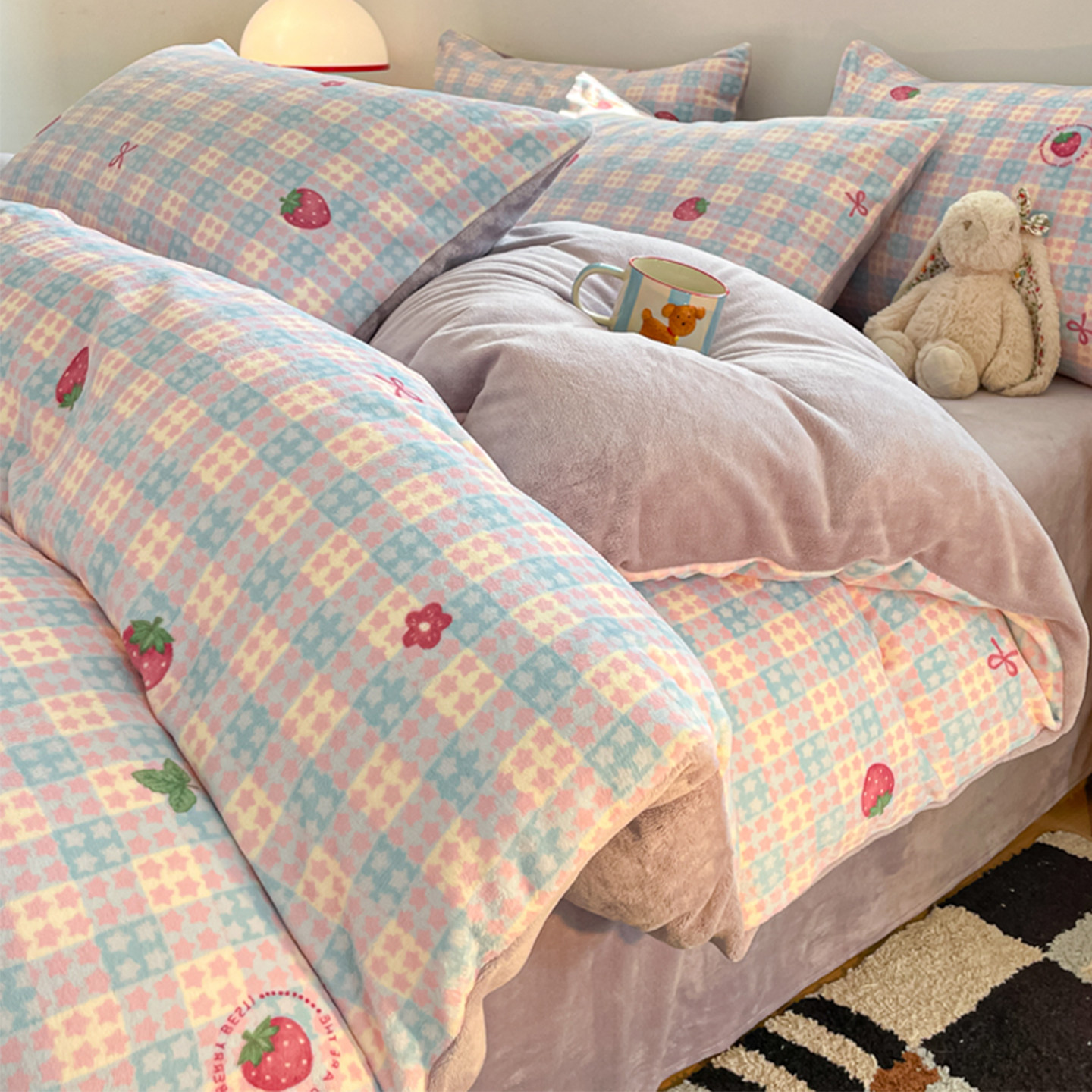 加厚牛奶绒被套单件150&times;200&times;230双面绒被罩珊瑚绒1.8单人被芯套