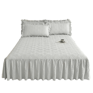 亲肤水洗泡泡棉夹棉床裙单件公主床单带裙边1.5米床罩床套可机洗