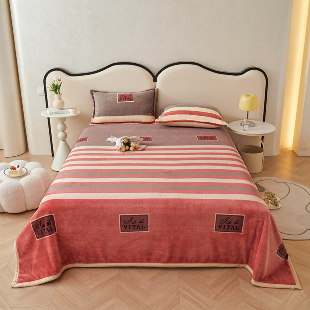 绒床单单件加绒条纹加厚秋冬季毛毯子被单,床上用品,床单,淘宝优惠券,粉丝福利购,淘宝优惠卷