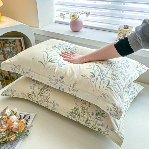 全棉纯棉枕套一对装简约花卉