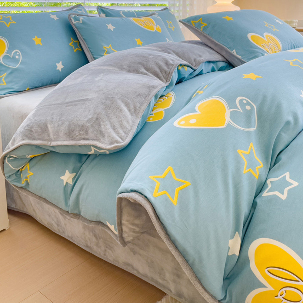 简约风棉加绒被套单件