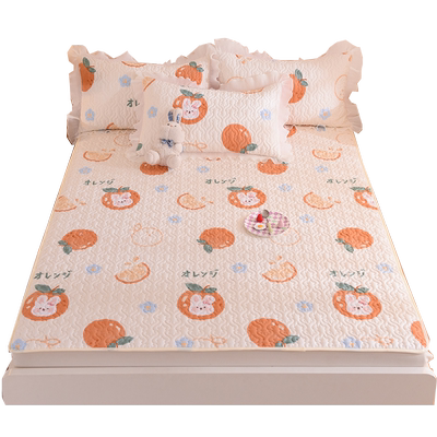 纯棉榻榻米床盖防滑桔子四季通用