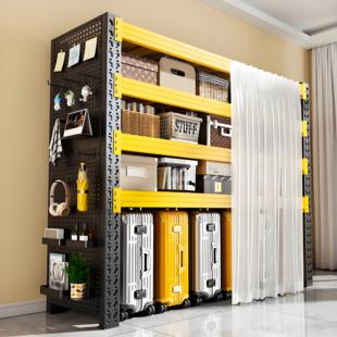 家用阳台货架多层置物架落地带防尘帘客厅仓库杂物储物架收纳架子