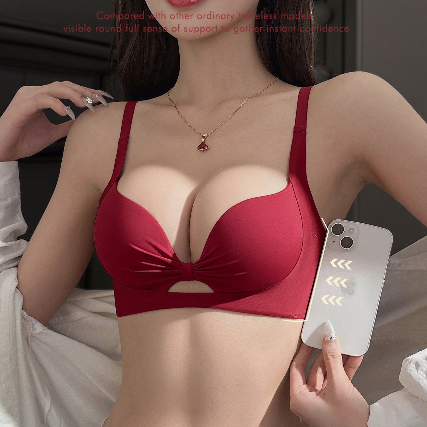 女士绝美内衣蕾丝红色内衣套装女小胸聚拢收副乳性感文胸2026新款