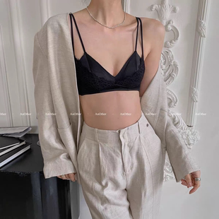法式缎面性感蕾丝内衣女小胸聚拢无钢圈文胸罩2025新款三角杯内衣