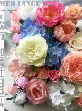 仿真牡丹芍药花头 婚庆绢花DIY头饰布花材料配饰 花墙装饰假花朵