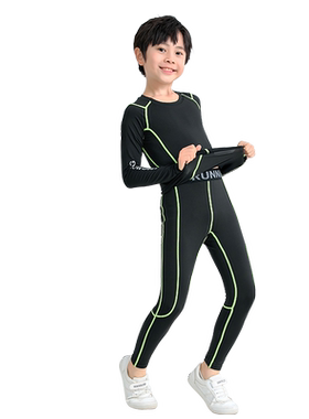 儿童秋冬紧身服套装秋衣秋裤快干紧身服训练服套装透气吸汗跑步服