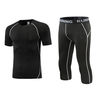 短袖七分裤儿童篮球服套装男童球服内搭紧身衣中大童足球服打底衣