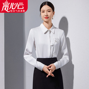 ol灰色衬衫女气质工服醋酸缎面衬衣修身显瘦职业装上衣洋气高级感