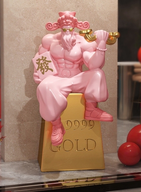 招财开业礼物肌肉财神爷店铺前台潮玩落地饰品开店大吉高级感摆件