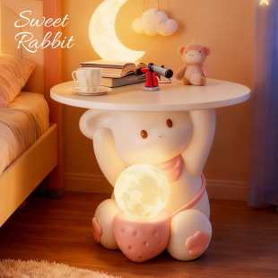 可爱小兔床头柜代替品创意卡通奶油风女孩房儿童房卧室床边置物架