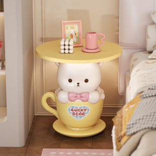 创意可爱茶杯小熊卧室床头柜替代神器儿童房女孩男孩床边柜小边几