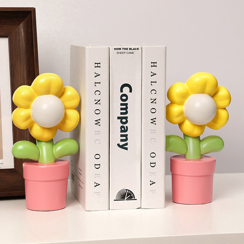 奶油风花花书挡桌面摆件可爱创意办公室书房书架书靠家居小装饰品