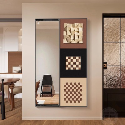 抽象隐形推拉全身镜暗藏式镜子