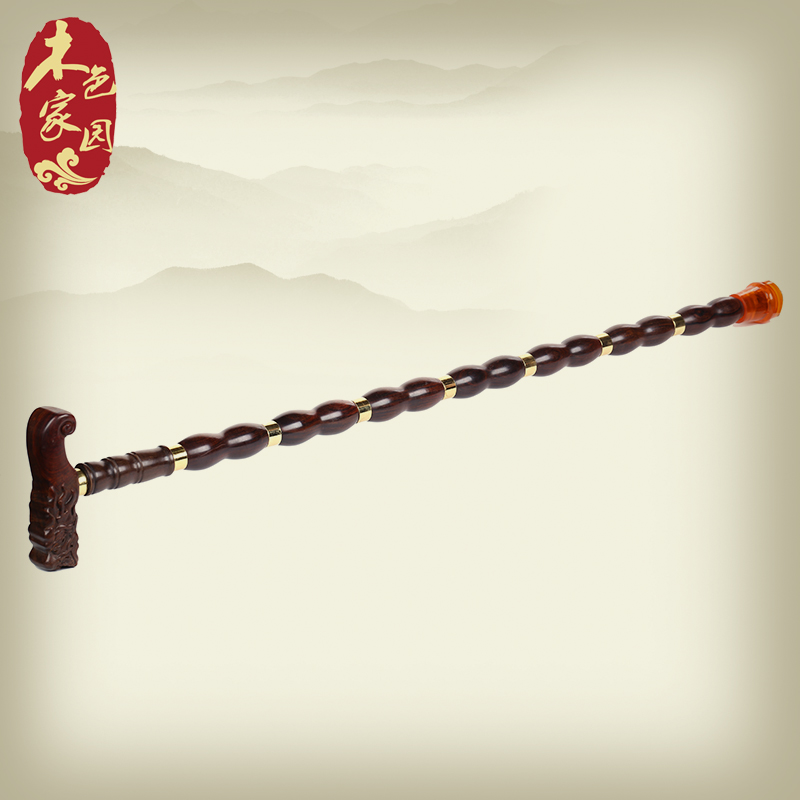 木色家园 红酸枝实木红木拐杖老年拐杖手杖龙头拐杖长辈祝寿贺礼
