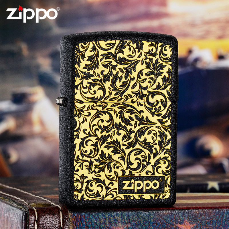 火机zippo 男士正品官方旗舰官网打火机美国进口黑裂漆可定制刻字