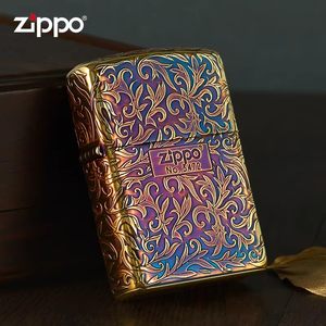 zippo正版五面雕刻唐草打火机