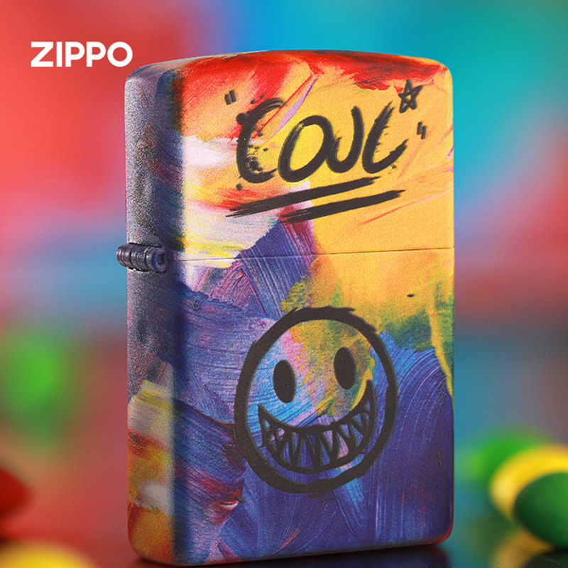 zippo芝宝打火机 彩印彩虹笑脸 官方正品创意 防风zppo煤油火机
